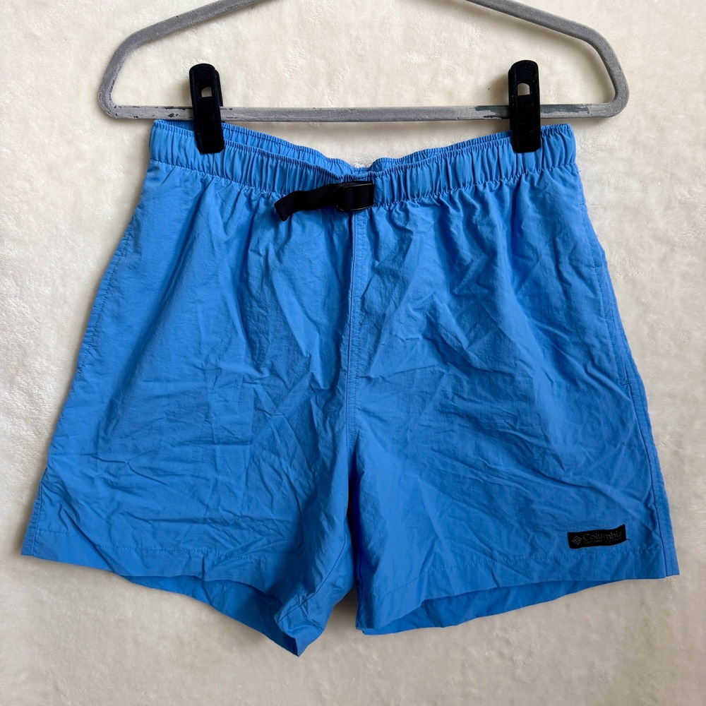 Columbia Sportswear Blue Nylon Lined Elastic Waist Belted Shorts Womens Size M